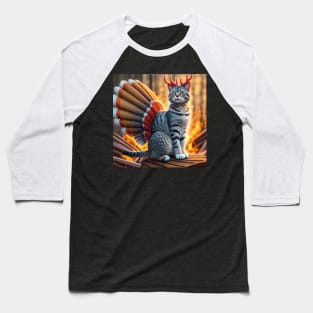 turkey devil cat of Thanksgiving Baseball T-Shirt